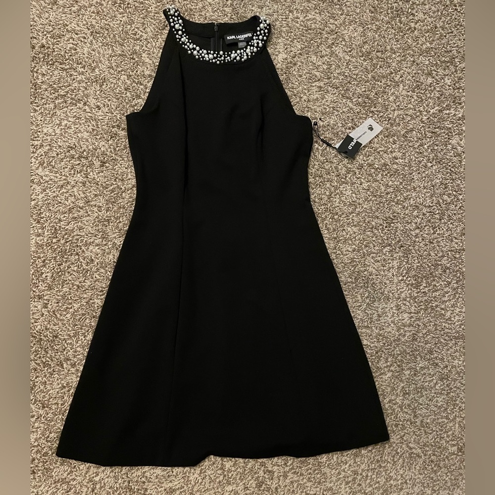 Express Dress, Black with Pearled Neckline, Size 6